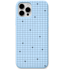 Handdrawn Heart Grid engraved silicone phone cover in Sky Blue
