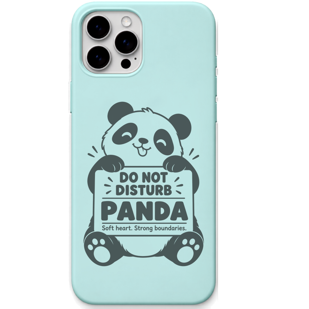 Panda Do Not Disturb engraved pastel silicone phone cover in Mint Green