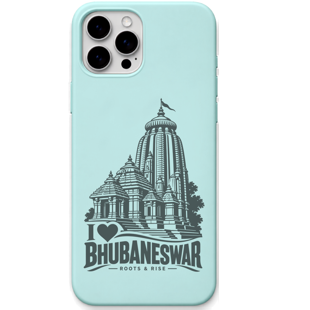 Bhubaneswar Roots & Rise engraved pastel silicone phone cover in Mint Green