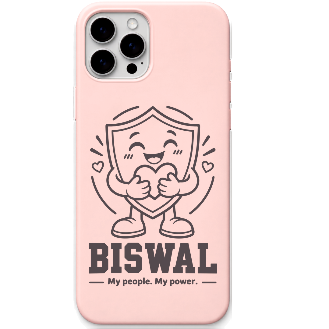 Biswal My People My Power engraved pastel silicone phone cover in Blush Pink