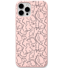 Cat Companions engraved silicone phone cover in Blush Pink