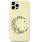Moonlit Botanicals botanical crescent moon engraved pastel silicone phone cover in Lemon Yellow