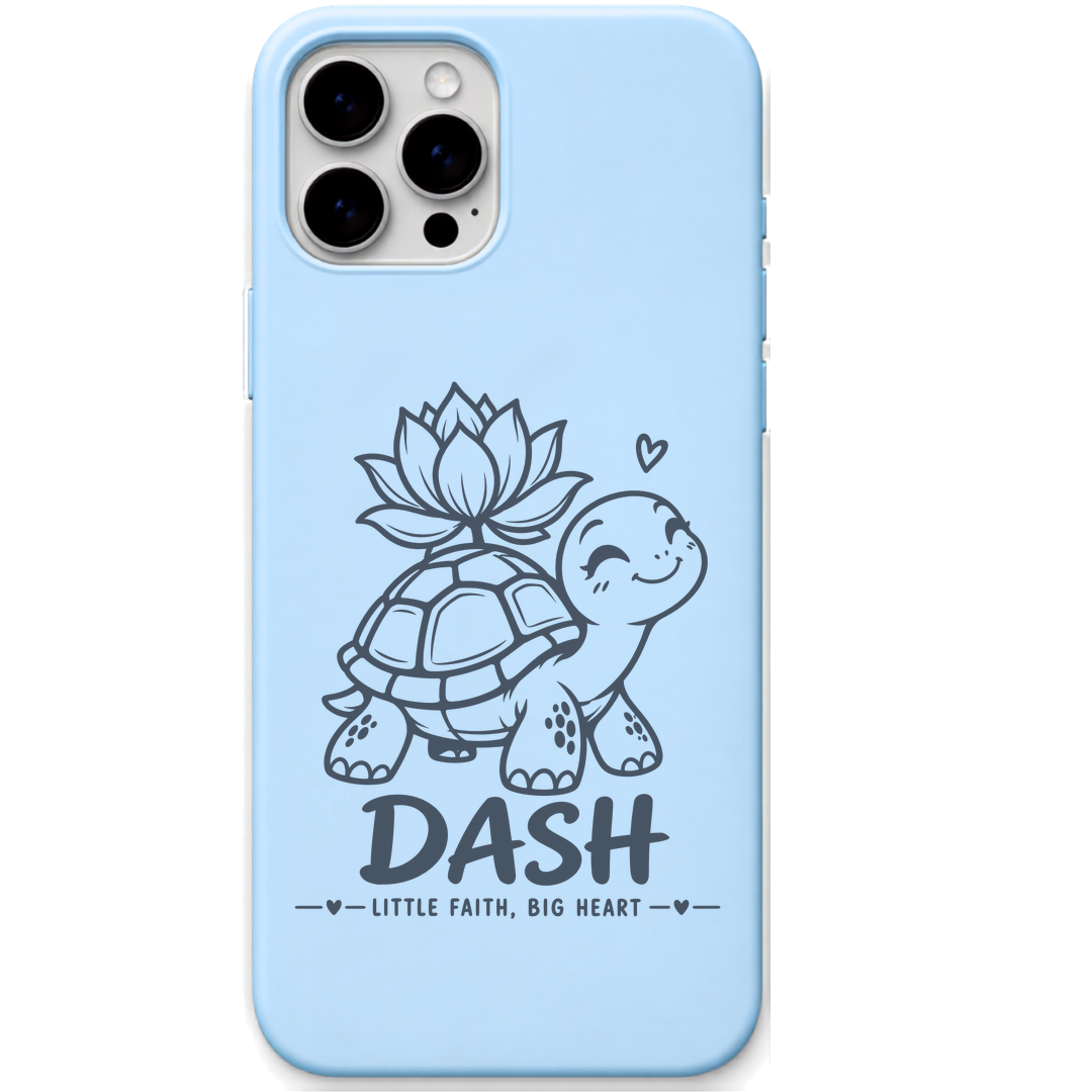 Dash Little Faith Big Heart engraved pastel silicone phone cover in Sky Blue