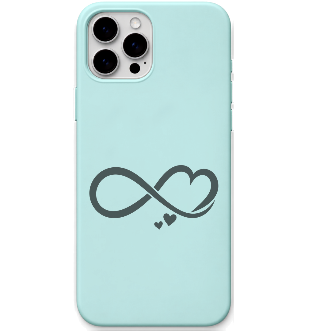 Forever Connected heart infinity engraved pastel silicone phone cover in Mint Green