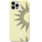 Mandala Sunburst engraved silicone phone cover in Lemon Yellow