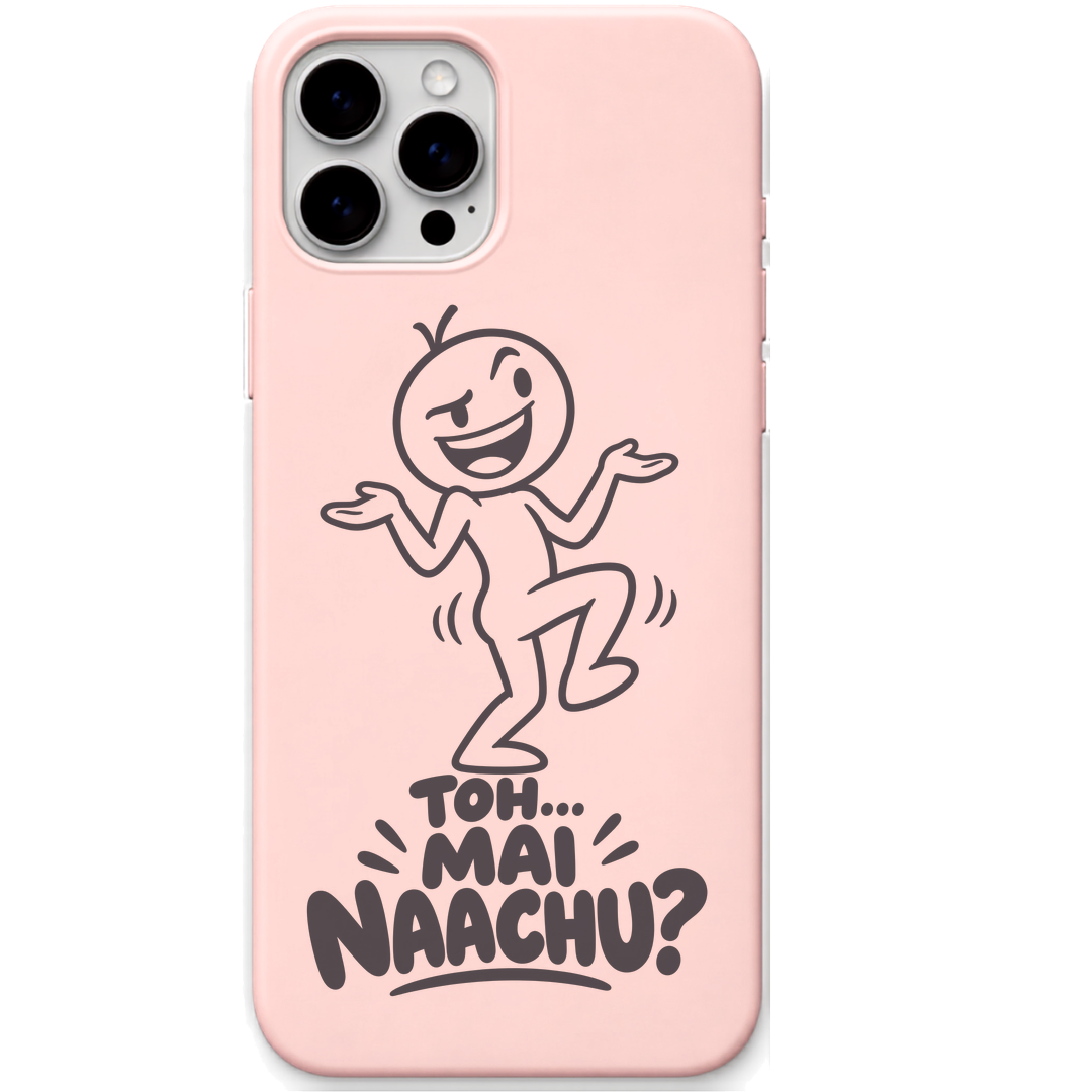 Toh Mai Naachu funny dancing meme engraved silicone phone cover in Blush Pink