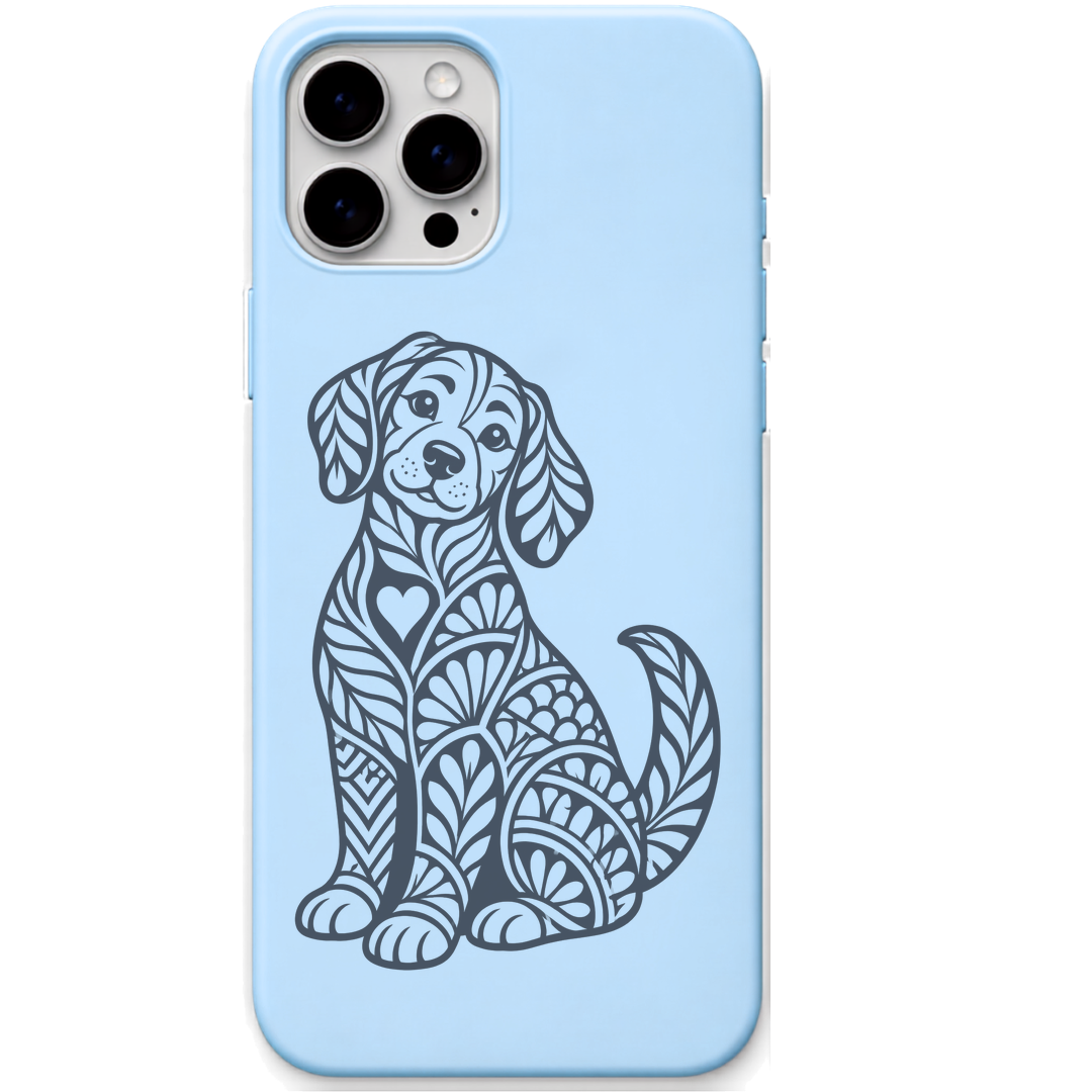 Loyal Heart Dog ornamental dog engraved pastel silicone phone cover in Sky Blue