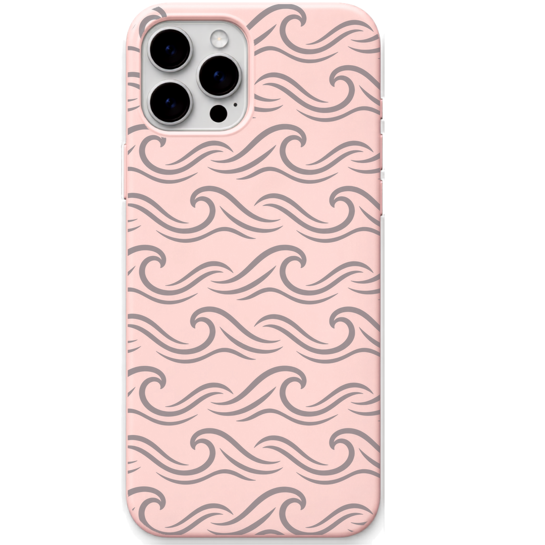 Coastal Calm engraved silicone phone cover in Blush Pink