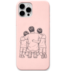 Team Papa dad two sons line art engraved pastel silicone phone cover in Blush Pink