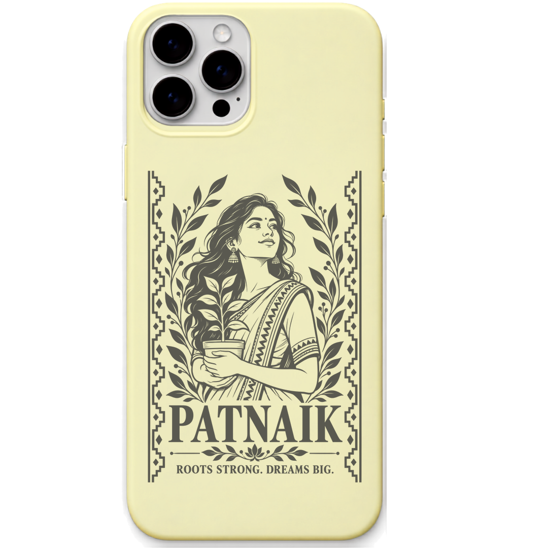 Patnaik Roots Strong Dreams Big engraved pastel silicone phone cover in Lemon Yellow