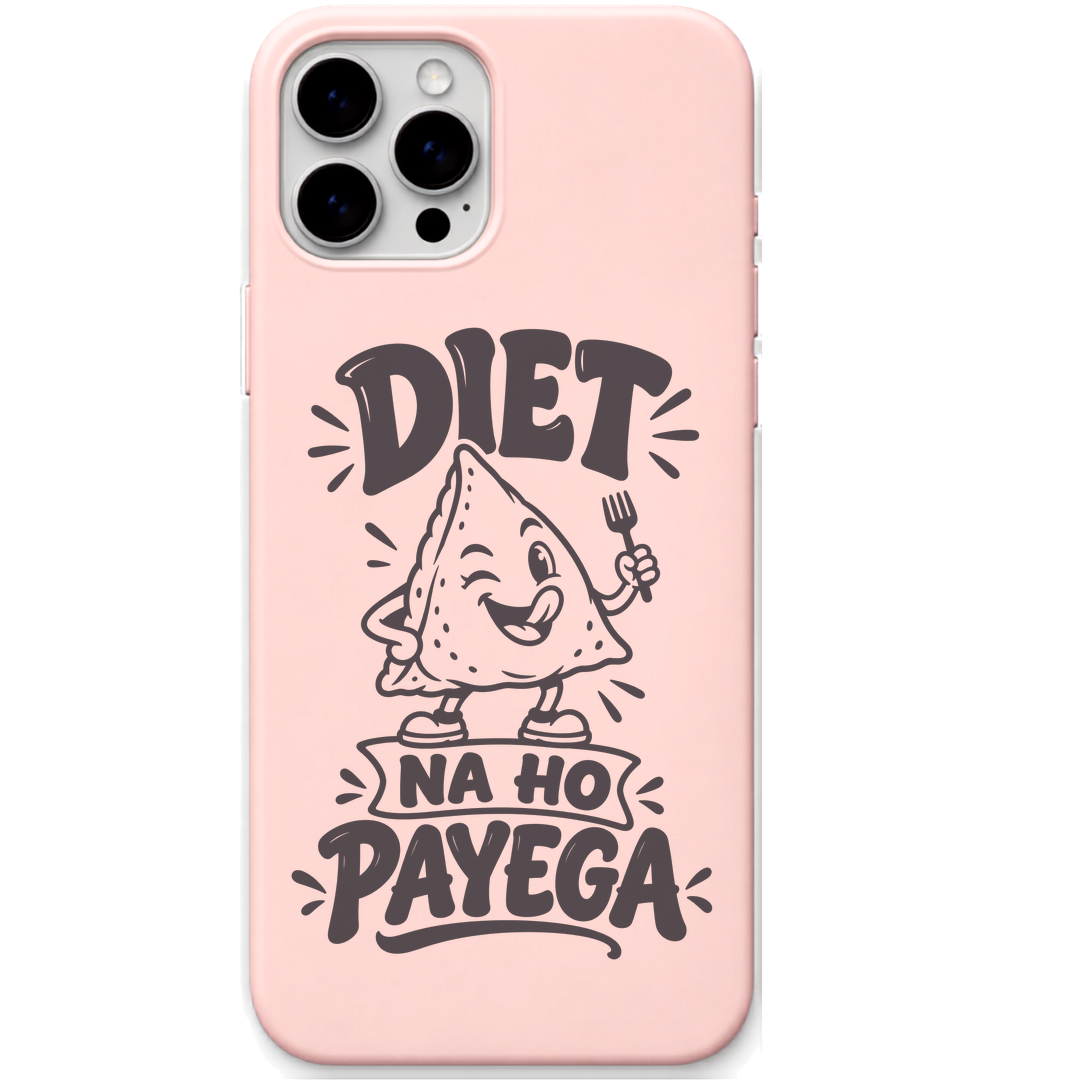 Diet Na Ho Payega funny food lover meme engraved silicone phone cover in Blush Pink