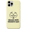 Neend Meri Priority Hai sleepy face hinglish meme engraved pastel silicone phone cover in Lemon Yellow