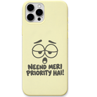 Neend Meri Priority Hai sleepy face hinglish meme engraved pastel silicone phone cover in Lemon Yellow