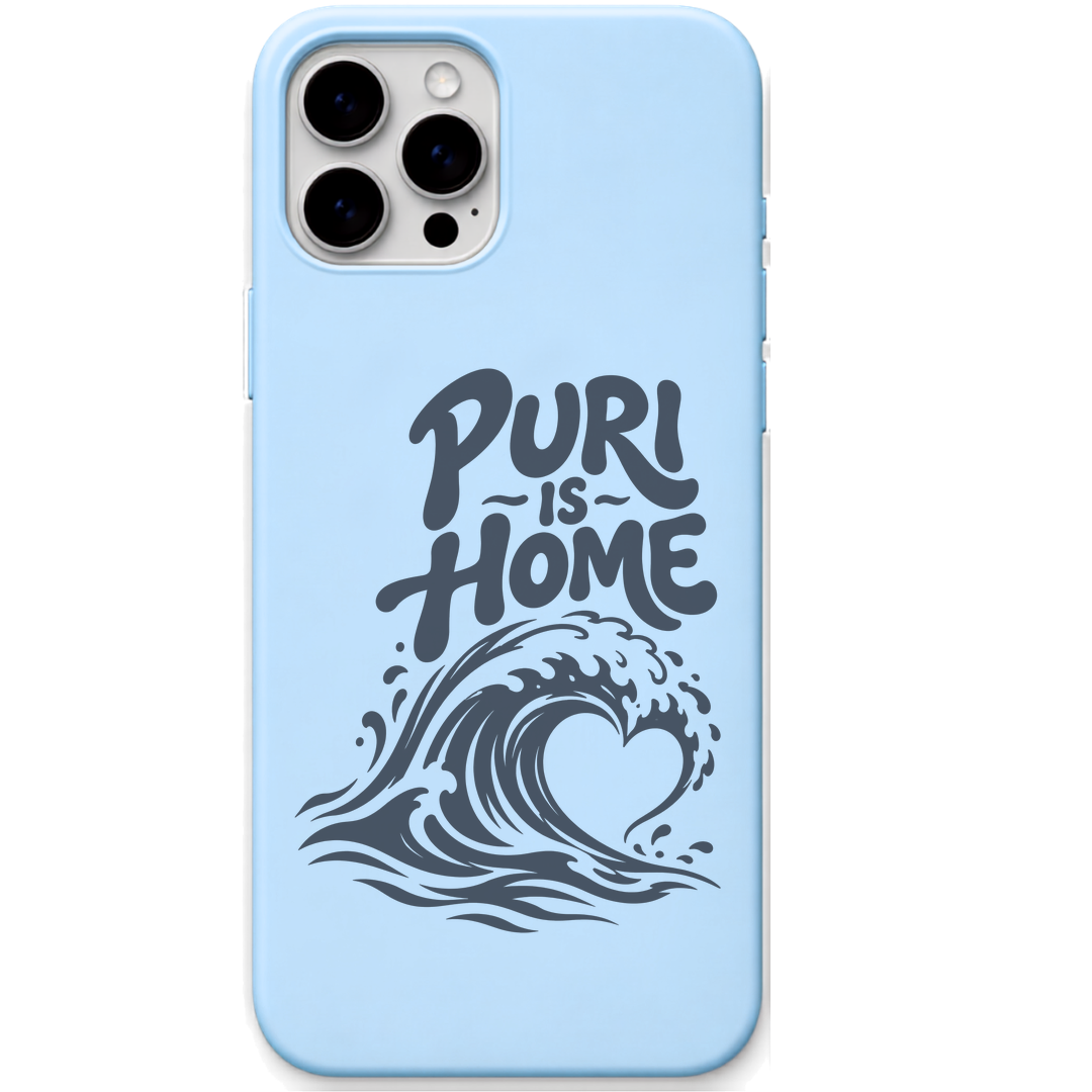 Puri Is Home engraved pastel silicone phone cover in Sky Blue