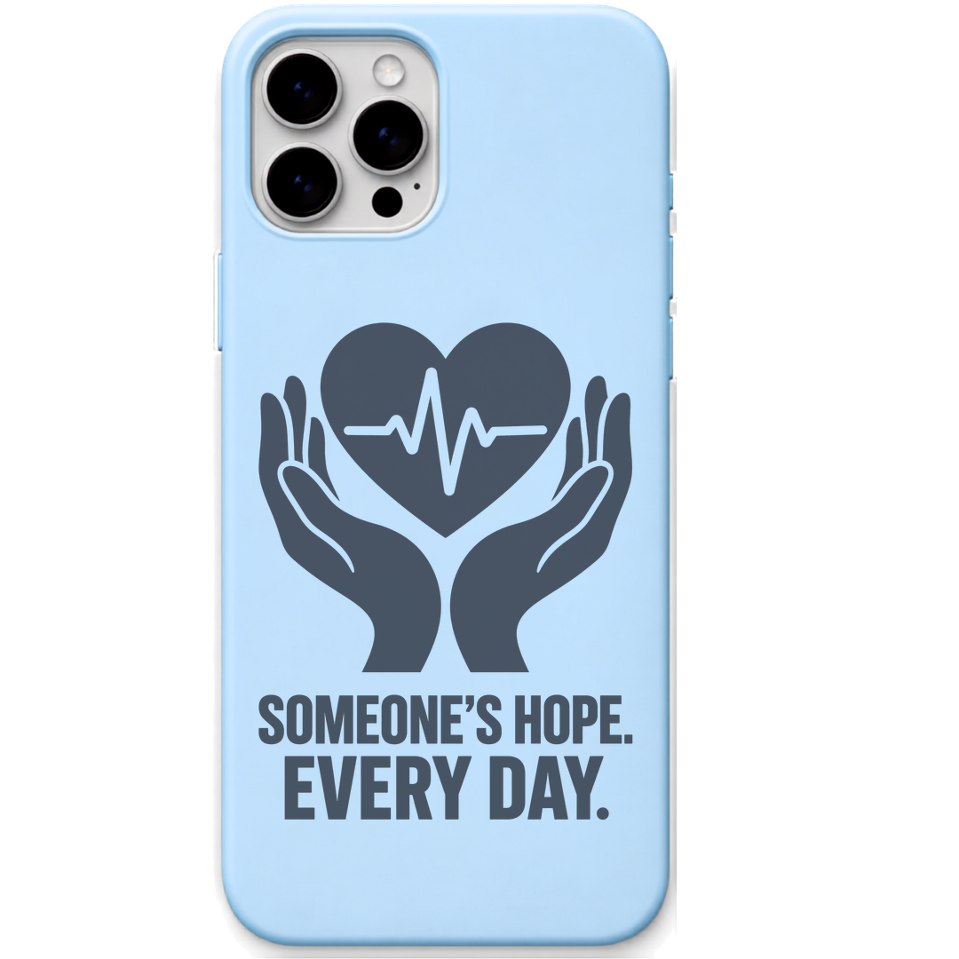 Someone’s Hope Every Day engraved silicone phone cover in Sky Blue