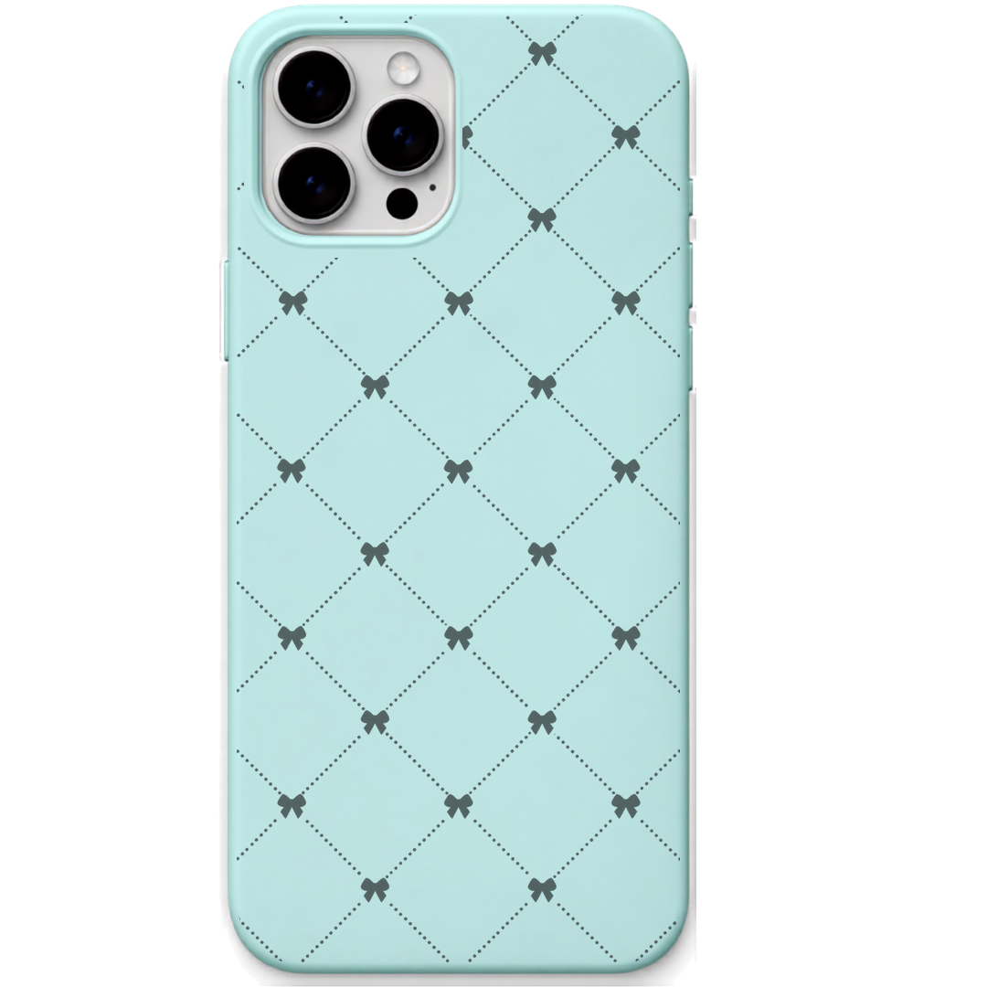 Bow Lattice engraved silicone phone cover in Mint Green