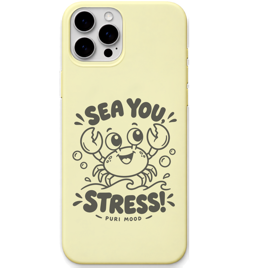 Sea You Stress Puri Mood engraved pastel silicone phone cover in Lemon Yellow