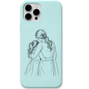 Her First Best Friend mother daughter line art engraved pastel silicone phone cover in Mint Green
