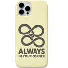Always in Your Corner heart infinity quote engraved pastel silicone phone cover in Lemon Yellow