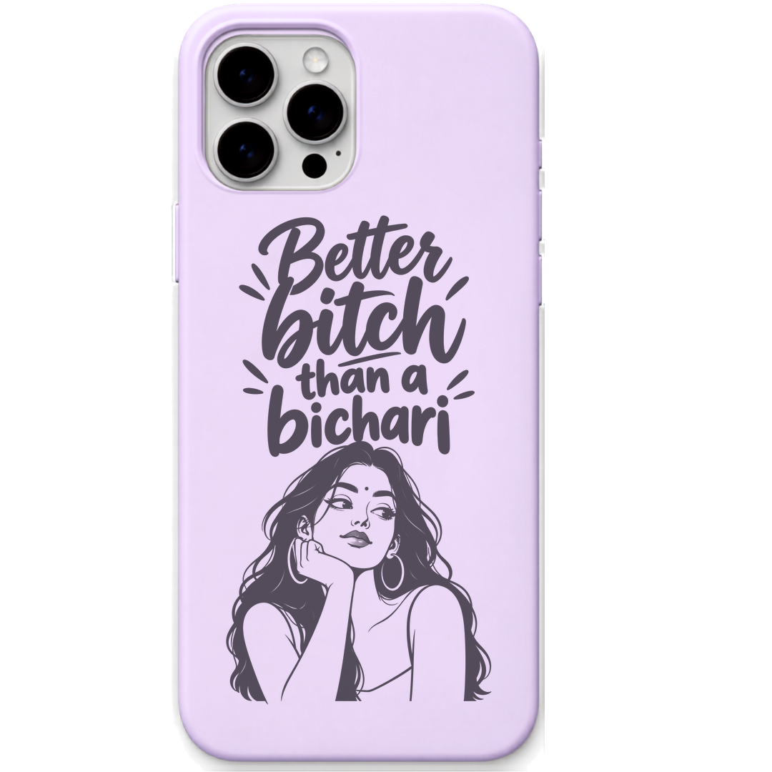 Better Bitch Than Bichari sassy girl quote engraved silicone phone cover in Lavender