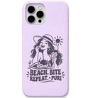 Beach Bite Repeat Puri engraved pastel silicone phone cover in Lavender