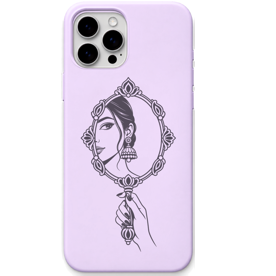 Jhumka Reflection indian mirror illustration engraved silicone phone cover in Lavender