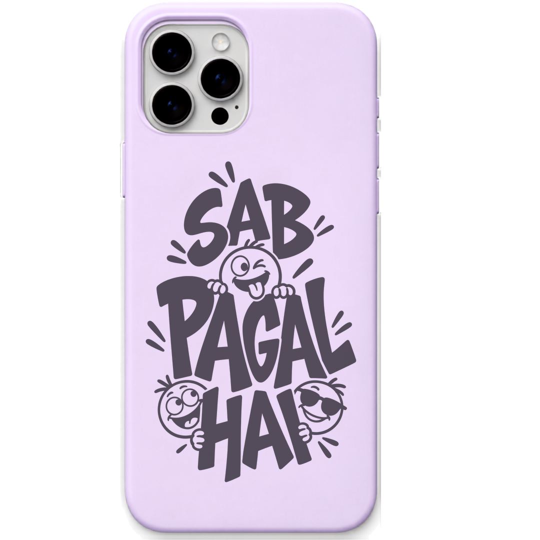 Sab Pagal Hai funny cartoon mood engraved silicone phone cover in Lavender