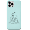 Always Beside You mother son line art engraved pastel silicone phone cover in Mint Green