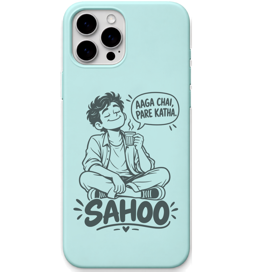 Sahoo Chai Pare Katha engraved pastel silicone phone cover in Mint Green