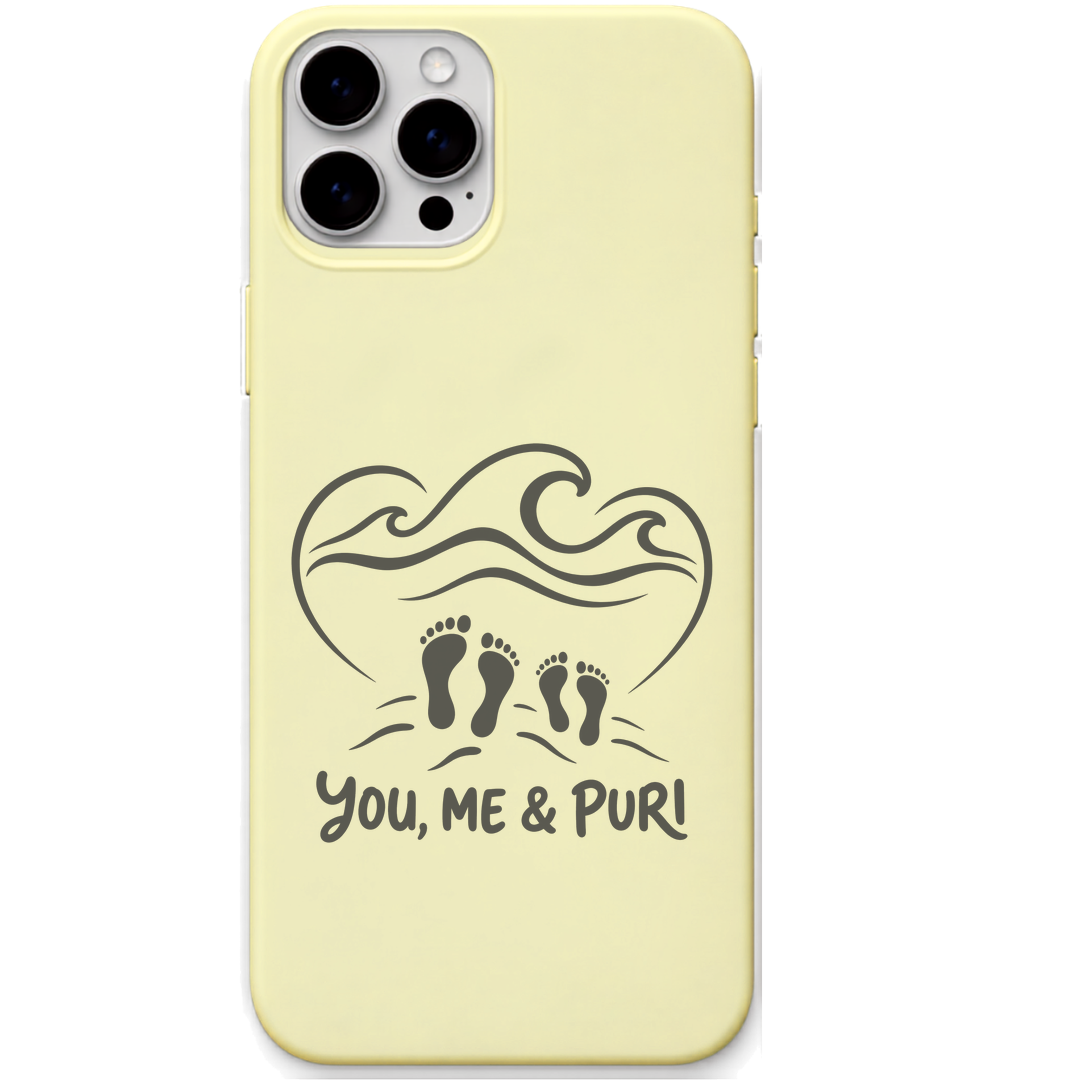 You Me & Puri engraved pastel silicone phone cover in Lemon Yellow