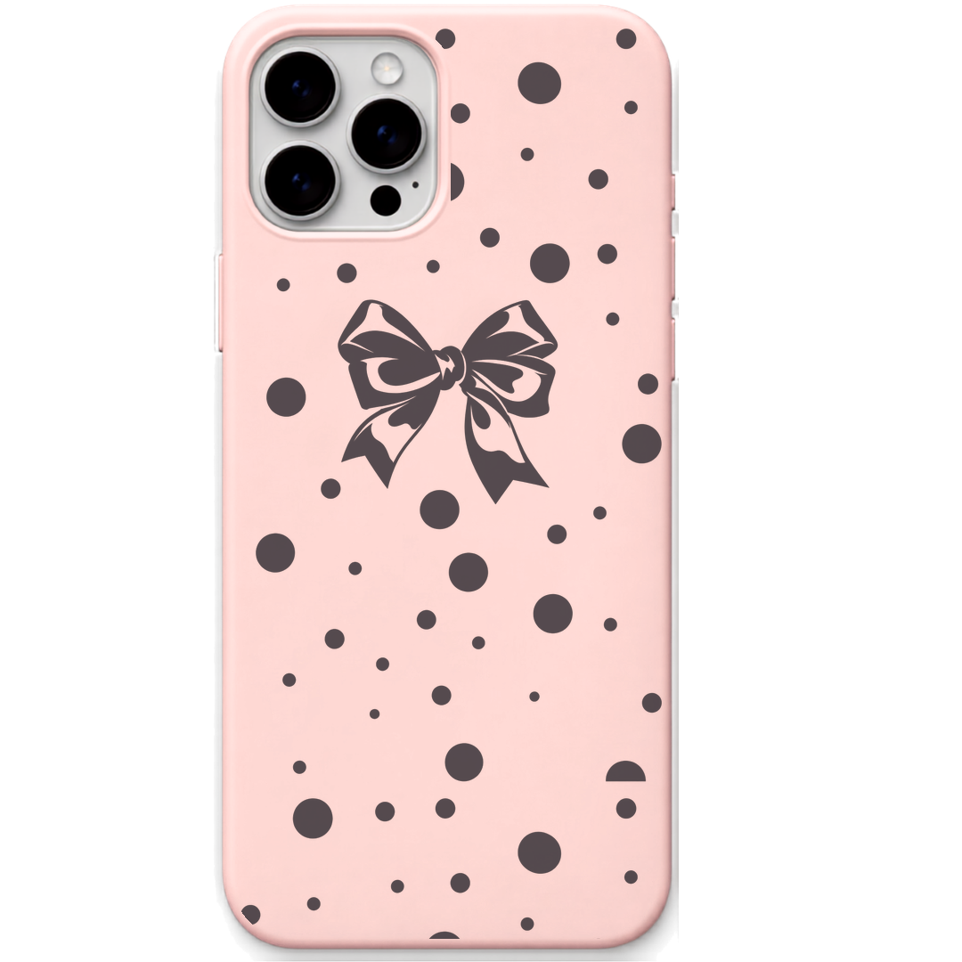 Statement Bow engraved silicone phone cover in Blush Pink