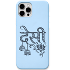 Desi Jhumka Lotus hindi lettering indian art engraved silicone phone cover in Sky Blue