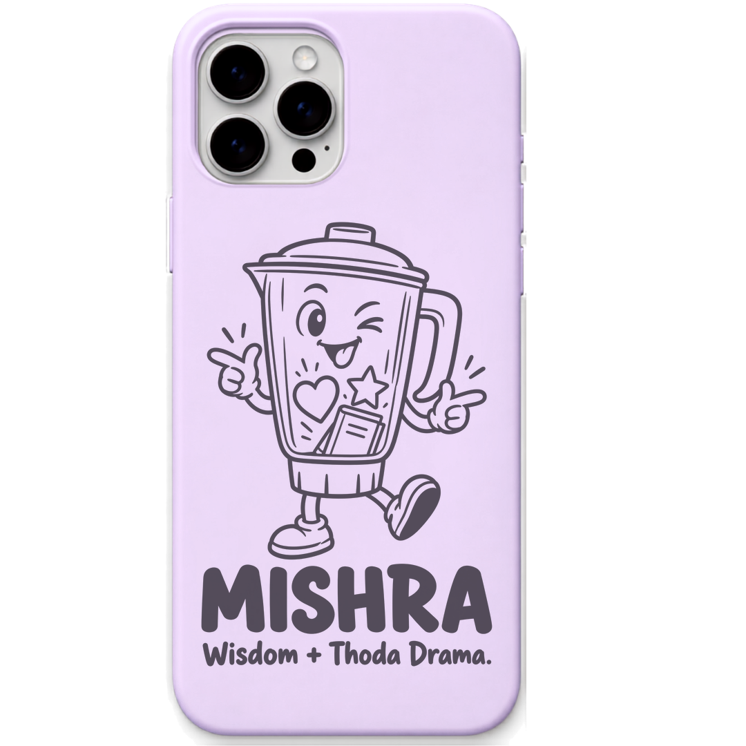 Mishra Wisdom And Thoda Drama engraved pastel silicone phone cover in Lavender