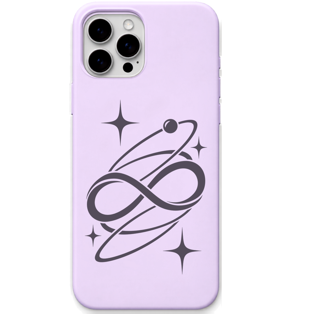 Infinite Orbit celestial infinity engraved pastel silicone phone cover in Lavender