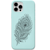 Peacock Poetry ornamental peacock feather engraved pastel silicone phone cover in Mint Green