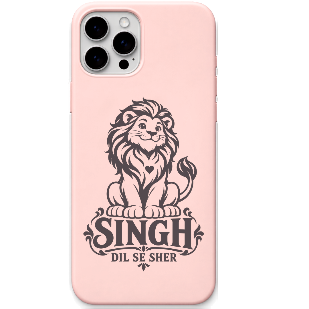 Singh Dil Se Sher engraved silicone phone cover in Blush Pink
