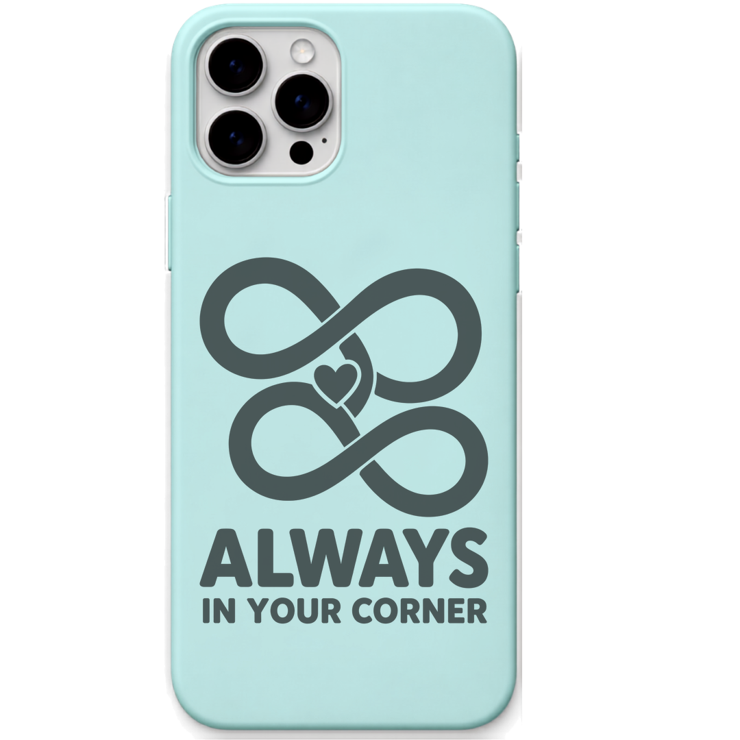 Always in Your Corner heart infinity quote engraved pastel silicone phone cover in Mint Green