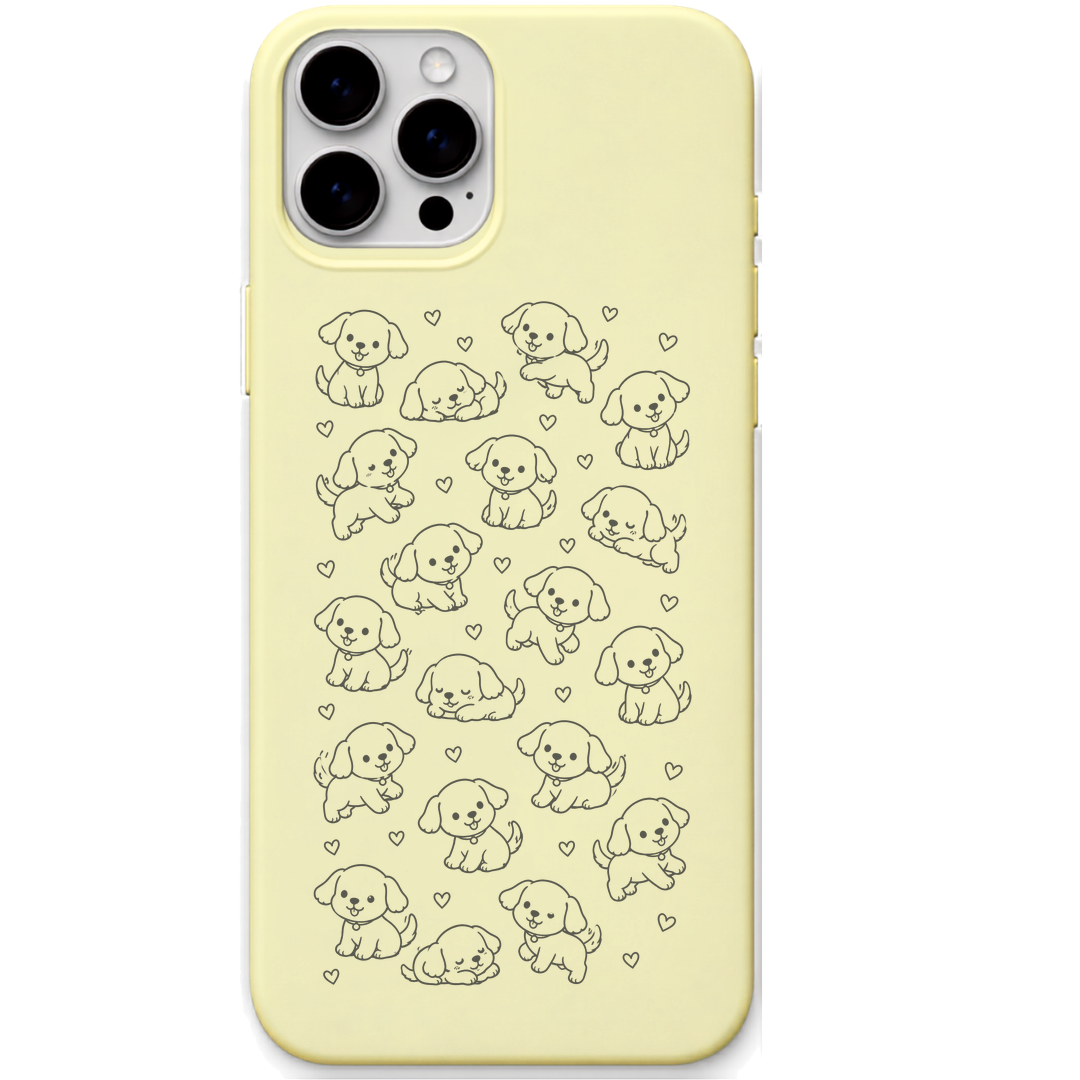 Puppy Happiness Dog cute puppy pattern engraved pastel silicone phone cover in Lemon Yellow
