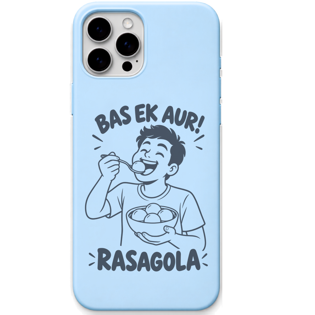 Bas Ek Aur Rasagola engraved pastel silicone phone cover in Sky Blue