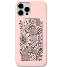 Artful Chaos abstract floral patchwork engraved pastel silicone phone cover in Blush Pink