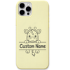 Gentle Giraffe baby giraffe custom name engraved pastel silicone phone cover in Lemon Yellow