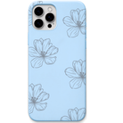 Airy Florals engraved silicone phone cover in Sky Blue
