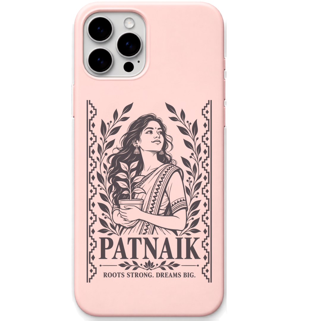 Patnaik Roots Strong Dreams Big engraved pastel silicone phone cover in Blush Pink