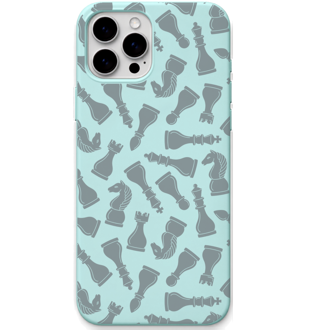 Chess in Motion engraved silicone phone cover in Mint Green