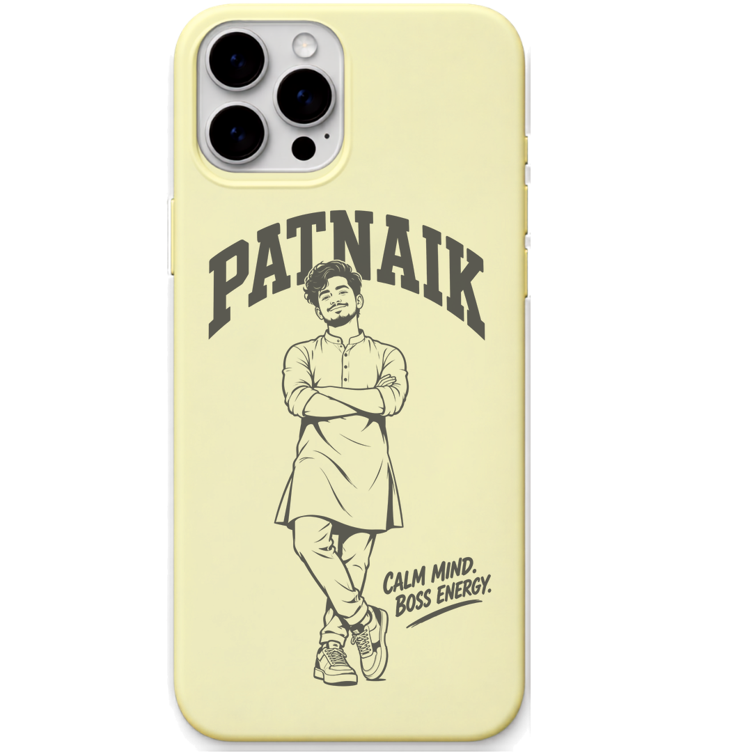 Patnaik Calm Mind Boss Energy engraved pastel silicone phone cover in Lemon Yellow