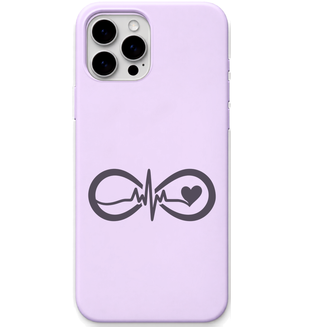 You Keep Me Going heartbeat infinity engraved pastel silicone phone cover in Lavender