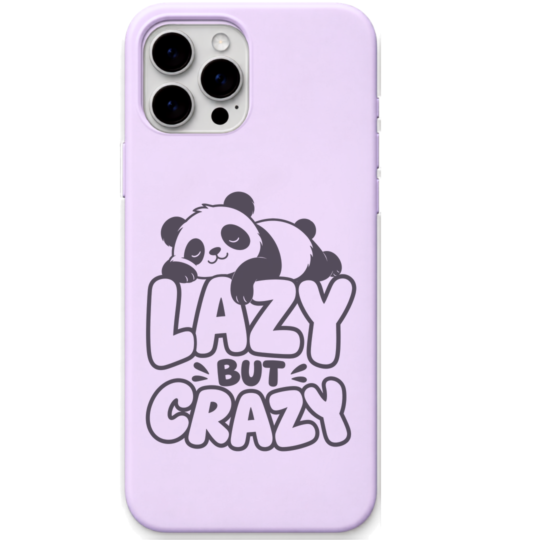 Lazy But Crazy Panda funny panda quote engraved silicone phone cover in Lavender
