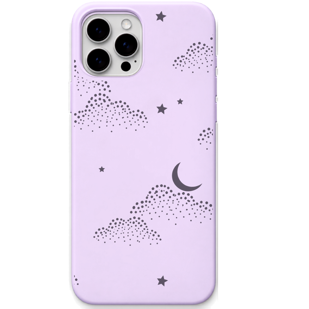 Cloud Wishes engraved silicone phone cover in Lavender
