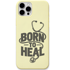 Born To Heal engraved silicone phone cover in Lemon Yellow