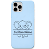 Little Elephant baby elephant custom name engraved pastel silicone phone cover in Sky Blue